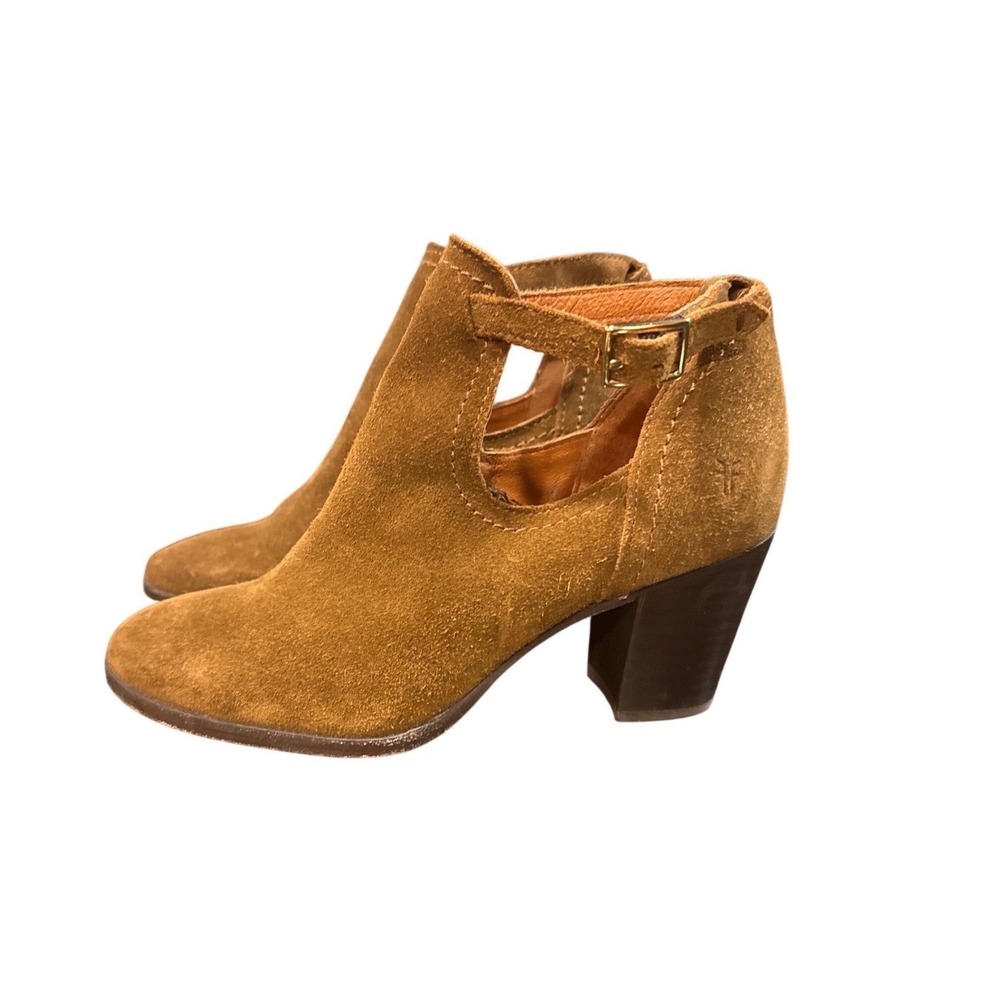 Frye Cutout Ankle Boots Chestnut Suede Block Heel 3471356-CHT Womens 6B